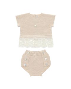 Martin Aranda Baby Girls Beige Top And Short Set