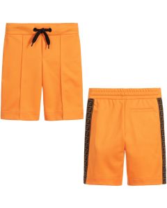 FENDI Boys Orange FF Logo Shorts