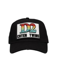 DSQUARED2 Black Cap With Embroidered Logo Front Patch