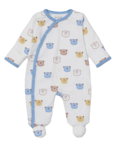 Kissy Love Ivory Blue Bear Talk Babygrow