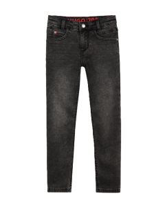 HUGO Boys Black Denim 708 Slim Fit Denim Jeans SS25