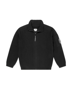C.P. Company Boys Knitted Zip Up Cardigan In Black WS25