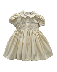 Pretty Originals Pale Gold & Ivory Smocked Luxe Dress WS25
