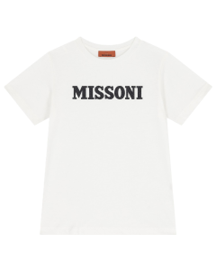Missoni Kids White T-Shirt With Black Sparkles Logo WS25