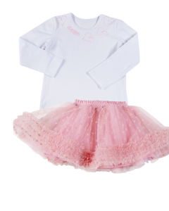Daga White And Pink Top And Pink Ruffled Skirt WS24
