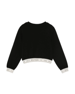 Balmain Girls Black Logo Band Sweatshirt WS25