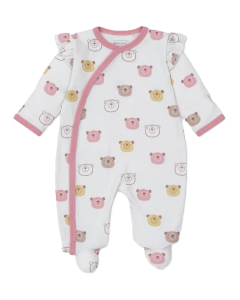 Kissy Love Ivory Peach Bear Talk Babygrow
