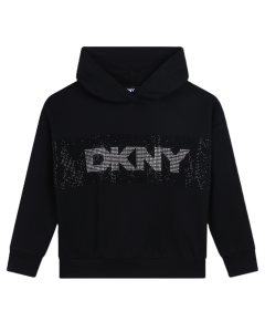DKNY Girls Black Hooded Fleece Sweatshirt WS24