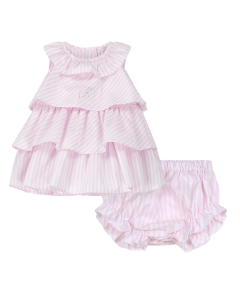 Little A Aria Pink Frill Seersucker Dress SS25
