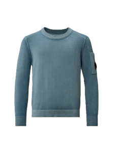C.P Company Boys Aegean Blue Wool Crew Neck Lens Sweater WS25