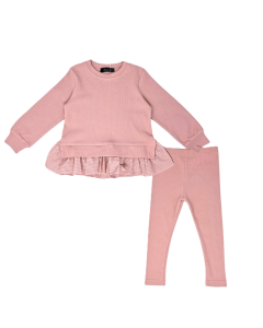 Harris Kids Orla Girls Ribbed Jumper & Legging Set Pink WS25
