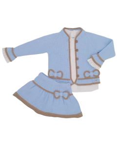 Rahigo Girls Blue And Camel Three Piece Set WS25
