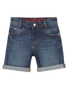 Hugo Boys Blue Denim 677 Regular Fit Shorts SS25