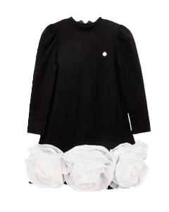 BCBGMAXAZRIA Girls 3D Organza Roses Dress In Black WS25