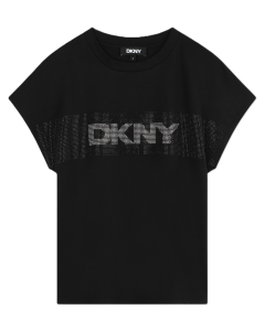 DKNY Girls Black Diamante Short-Sleeved T-Shirt WS24