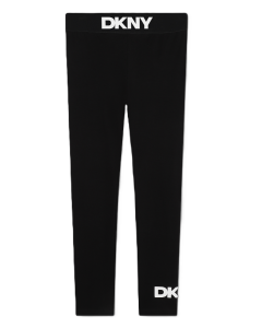 DKNY Girls Black Leggings With White Print WS24