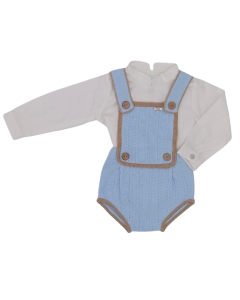 Rahigo Boys Blue And Camel Shirt And Romper Set WS25