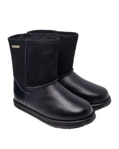 Emu Australia Girls Black Leather Bottom And Suade Top "Trigg" Boots