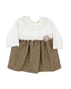Rapife Gilrs Ivory And Chocolate Herringbone Dress WS25
