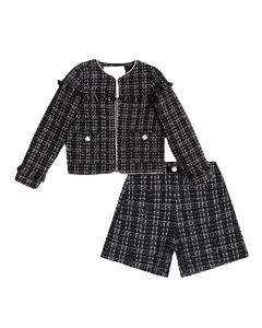 BCBGMAXAZRIA Girls Tweed Jacket And Shorts In Black WS25