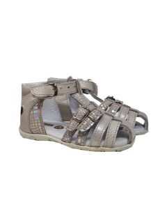 Gbb Girls White Leather Multi Textured Sandals