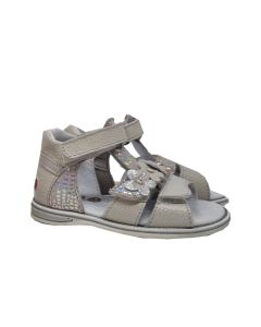 Gbb Girls White Leather Open Toe Sandals With Flowers