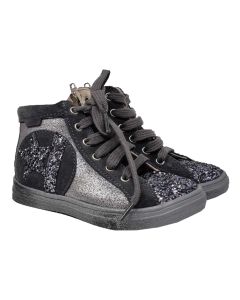 Gbb Girls Silver High Top Trainer With Glitter Star Detail