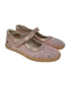 Gbb Girls Pink Sparkleing Dolly Shoes With Velcro Buckle