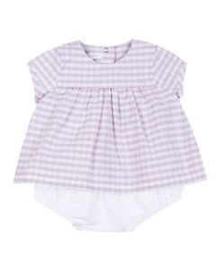 Absorba Baby Girl's Pink And Grey Gingham Dress Set
