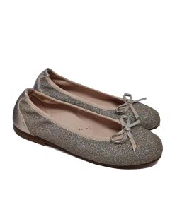 Beberlis Girls Glitter Ballet Pump With Front Bow Detail