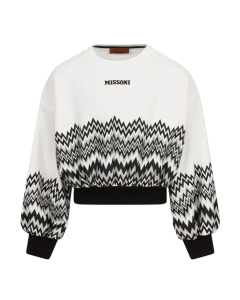 Missoni Girls Zigzag Logo Sweatshirt In Ivory WS25