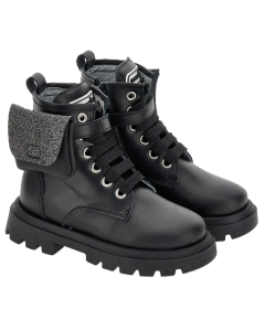 Monnalisa Teen Girls Black Leather Boot
