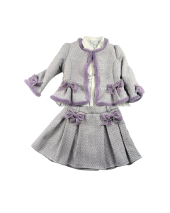 Beau KiD Girls Lilac Purple Tweed Skirt Set