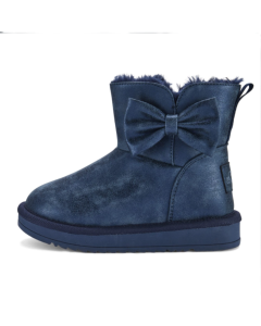 A Dee 'Bowtiful' Metallic Navy Faux Leather Bow Boots WS25