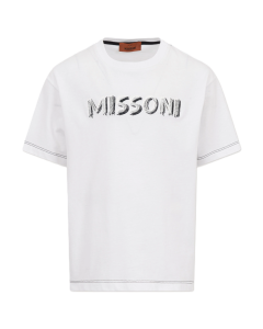 Missoni Boys Embroidered Logo T-Shirt In White WS25