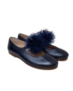 Beberlis Girls Navy Shimmer "Siria Marino" With Pom Pom