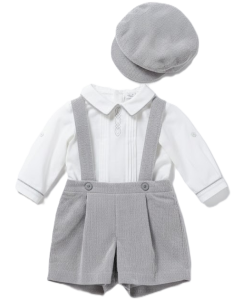 Pretty Originals Boys White & Grey Needlecord Shorts Set WS25