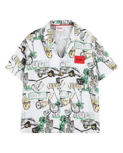 Hugo White Patterned Shirt SS25