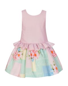 Balloon Chic Girls Pink & Pastel Bow Cotton Dress