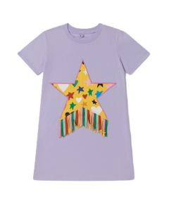 Stella McCartney Girls Lilac Purple Cotton T-Shirt Dress SS25