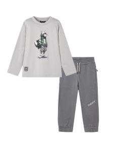Mayoral Boys Grey Wolf Graphic Top & Grey Joggers