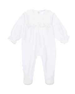 Deolinda Baby Girls White Sicilia Flower Bodice Babygrow SS25