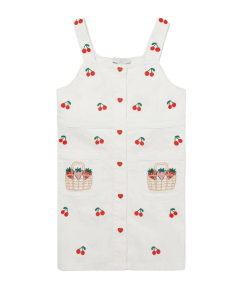 Stella McCartney Girls Ivory Embroidered Cherry Dress SS25