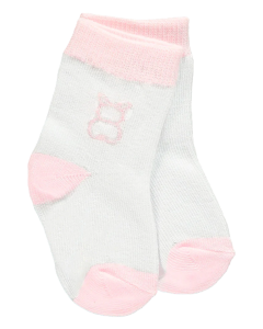 Emilet Rose Anya Girls Socks Twin Pack, Pink And White WS24