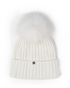 Jamiks Girls Ivory Wool Pom-Pom Hat WS25