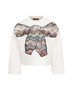 Missoni Girls Ivory Zigzag Trim Cotton Sweatshirt WS25