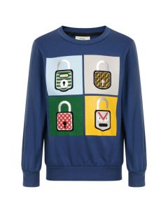 FENDI Boys Blue Lock Print Top