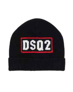 Dqsuared2 Black Logo Wool Knit Beanie WS25