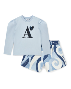 A Dee 'Nova' Blue Swirl Print Shorts Set WS25