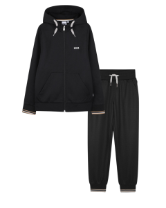 BOSS Boys Black Zip-Up Hooded Tracksuit WS25